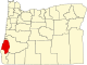 State map highlighting Coos County