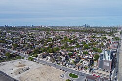 Aerial view of Earlscourt from Old Weston Road in 2024