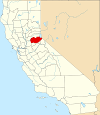 Kort over California med El Dorado County markeret