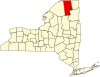 Map of New York highlighting Franklin County