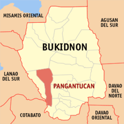 Map of Bukidnon with Pangantucan highlighted