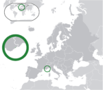 ヨーロッパにおけるモナコの地図