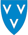 1816 Vevelstad I blått tre omvendte svevende sølv sparrer, 2-1 [83] symboliserer kommunenavnet med V for Vevelstad