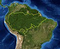 Image 14A map of the Amazon rainforest ecoregions. The yellow line encloses the ecoregions per the World Wide Fund for Nature. (from Ecoregion)