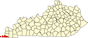 Map of Kentucky highlighting Fulton County