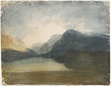 View across Llanberis Lake toward Snowdon c.1799-1800 - William Turner - Tate Britain