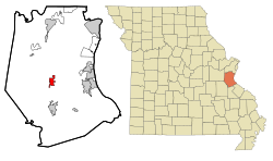 Location of Hillsboro, Missouri