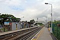 A broad view of the platforms and footbridge.