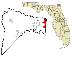 Location in Nassau County and the state of Florida