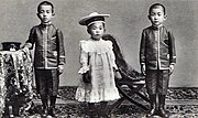 左から、迪宮裕仁親王（昭和天皇）、光宮宣仁親王（高松宮）、淳宮雍仁親王（秩父宮） （1906年、満5歳）