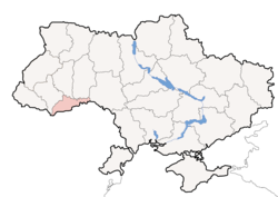 Vị trí của Chernivtsi Oblast (đỏ) ở Ukraina (xanh)