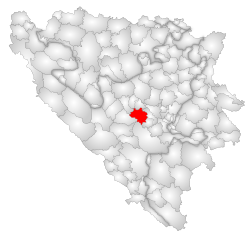 Location of Fojnica within Bosnia and Herzegovina.