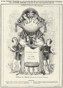 1843: 1 July cover shows Punch straddling a trumpeter.