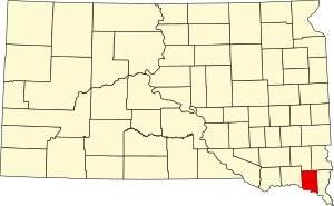 Map of South Dakota highlighting Clay County