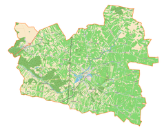 Mapa konturowa gminy Biała Rawska, blisko centrum na prawo znajduje się punkt z opisem „Podsędkowice”