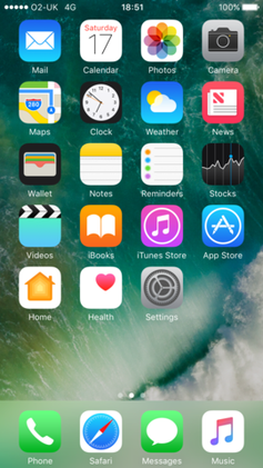 The default iOS 10 home screen
