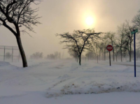 Winter weather displayed near Ludington Park in Escanaba.