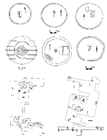 Black and white ink drawings of several Iazygian grave sites