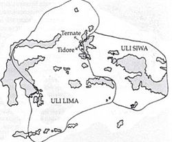 Wilayah Kesultanan Ternate pada abad ke-20 (Uli Lima)[1]