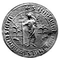 Vilniaus miesto tarėjų antspaudas. Naudotas 1444-1568 m., diametras 53 mm.