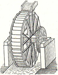 Wasserkraftmaschinen: Abb. 2. Oberschlächtiges Wasserrad.