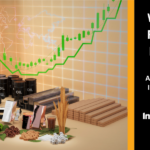 Blog header futures commodity items in front of a candlestick chart with the blog title on the right