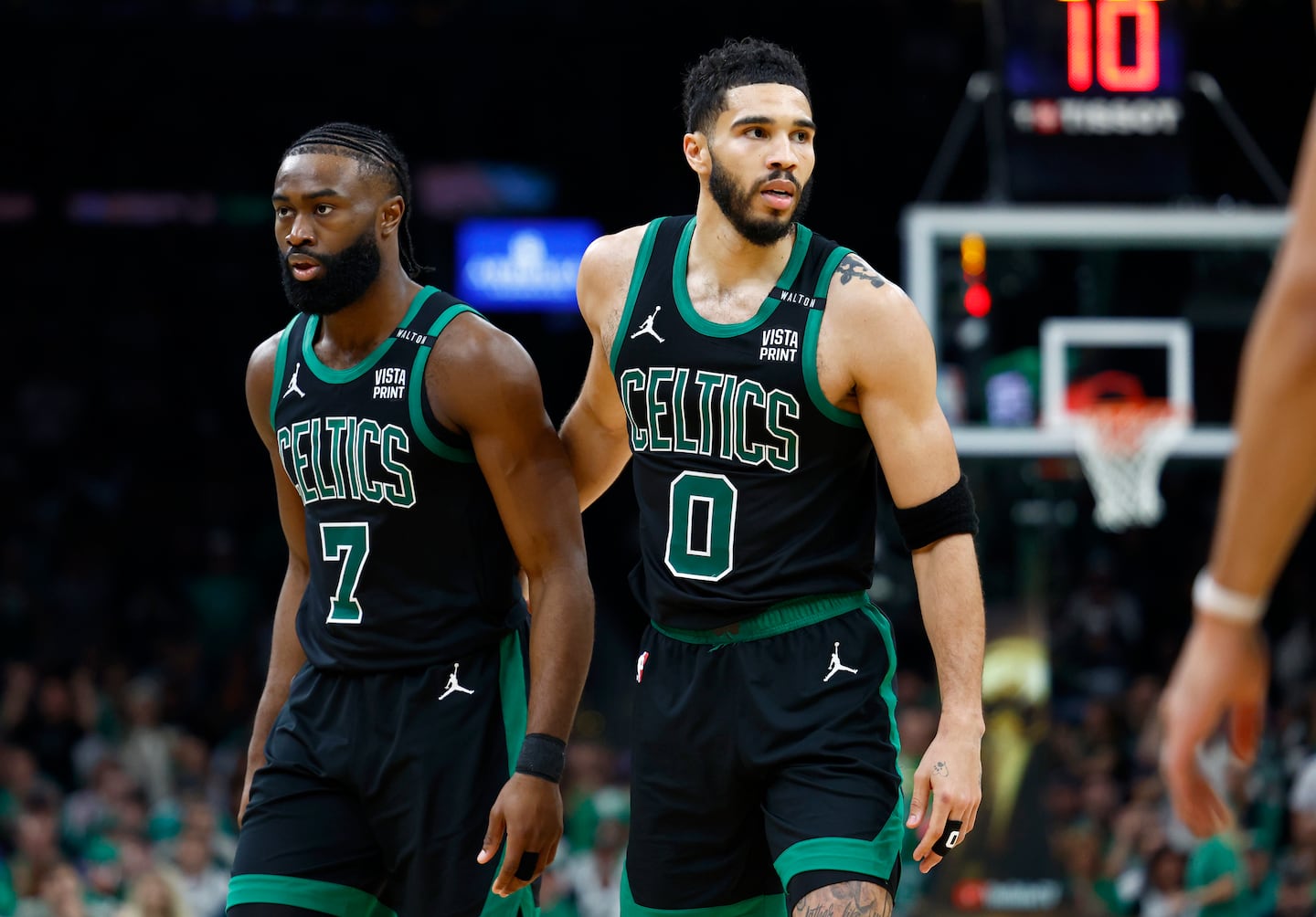 Pretty soon it will be time for Jayson Tatum (right) to take over the honor of having the richest contract in NBA history from teammate Jaylen Brown.