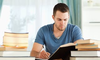 Male student preparing for exam