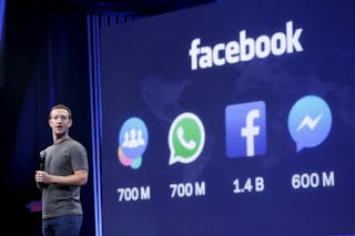 Facebook CEO Mark Zuckerberg speaks during his keynote address at Facebook F8 in San Francisco