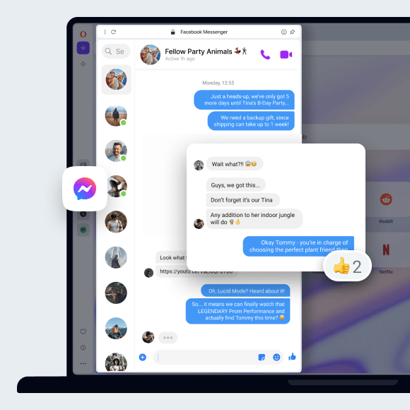 Facebook Messenger dans le navigateur Opera