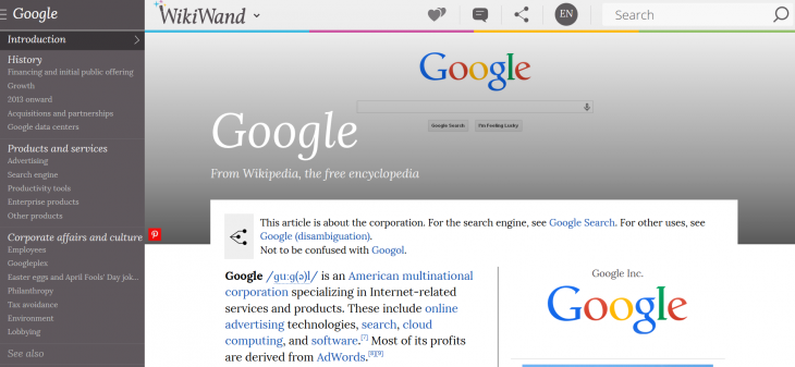 Wikiwand: Google