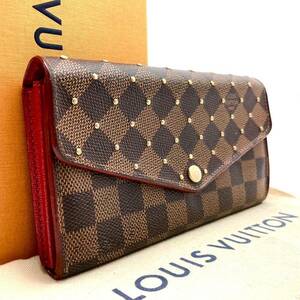 1円スタート 高級 限定モデル ルイヴィトン ポルトフォイユ サラ ダミエ スタッズ 長財布 60309 Louis Vuitton メンズ レディース 折り財布