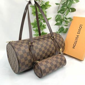 t18 1円 LOUIS VUITTON ルイヴィトン ダミエ　エベヌ パピヨン30 付属ポーチ　ハンドバッグ　N51303シリアルDU2037