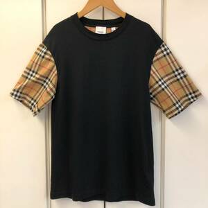 BURBERRY 袖チェック ビッグシルエットTシャツ(XS)