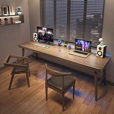 簡約現代全實臺式雙人電腦桌輕奢方形臥室家用學習辦公桌寫字書桌/請詢價