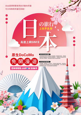 [日本好好玩]DOCOMO 日本原生卡 6天/7天/8天用 免開漫遊 真正直連日本網路卡 無限用量吃到飽 上網卡 日本網卡