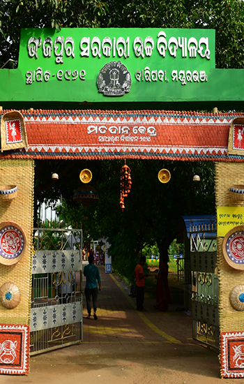 A decorated Bamboo Theme Based Polling Station