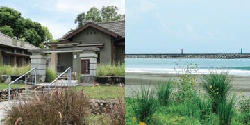 a house next to a body of water