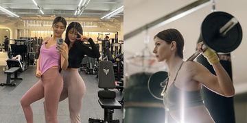 a group of women exercising in a gym