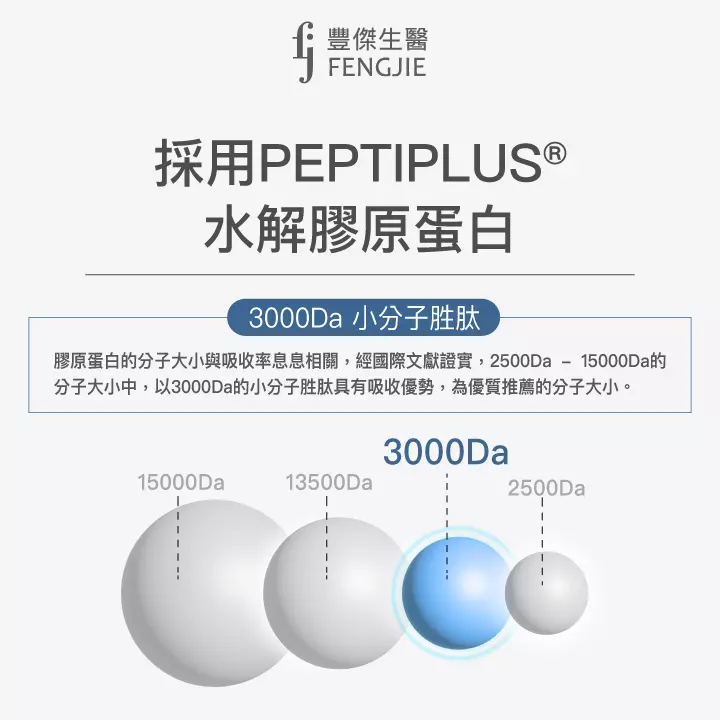 豐傑生醫膠���蛋白3000Da小胜肽分子最好吸收