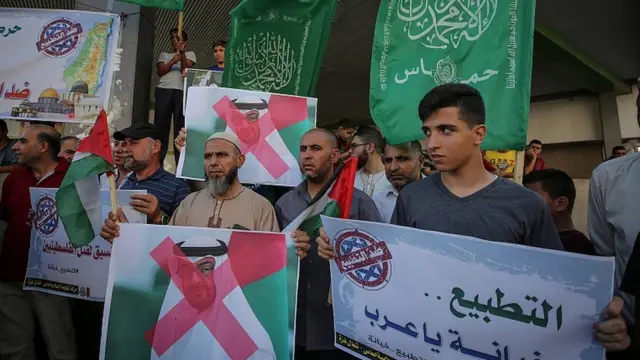 2020年8月15日，加沙地帶北部難民營中的抗議