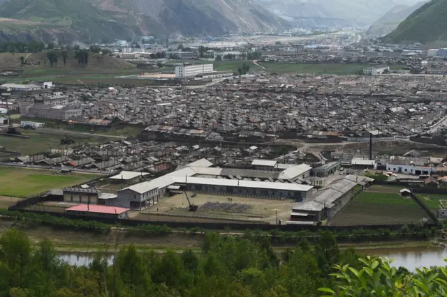 An aerial shot of Musan in North Korea