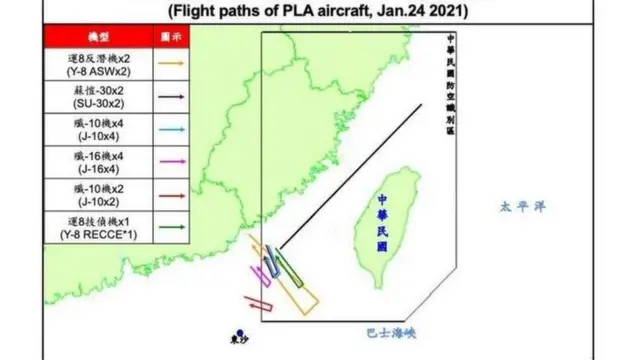 台灣軍方稱中國軍機大舉侵擾台灣西南防空識別區（Credit: MINISTRY OF DEFESE TAIWAN）