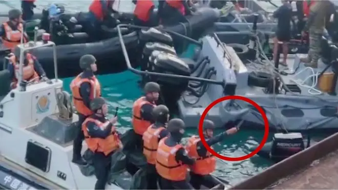 影片記錄中國海警與菲律賓海軍發生衝突