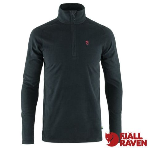 Fjallraven 男 Pine Half Zip 長袖保暖排汗衣.半開襟立領衫.運動休閒.吸濕排汗衫/微刷絨.常規版型/81446-550 黑