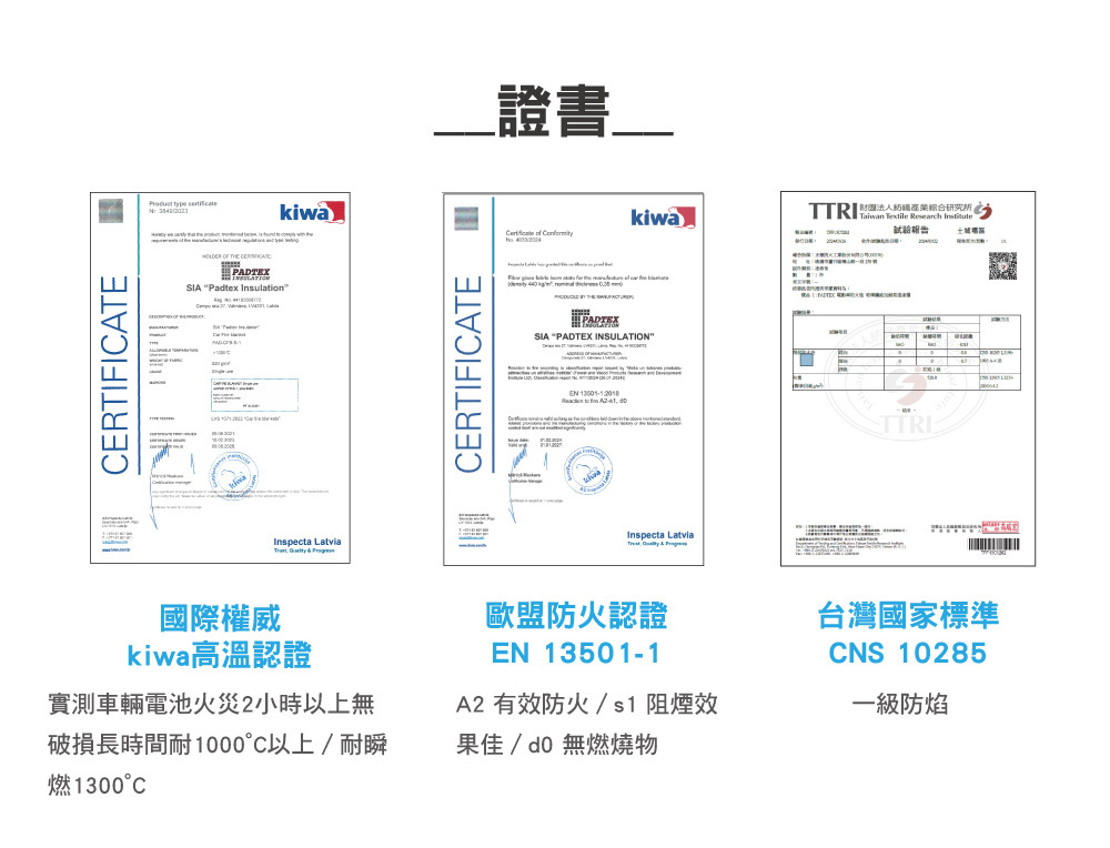 PADTEX耐高溫認證1000度