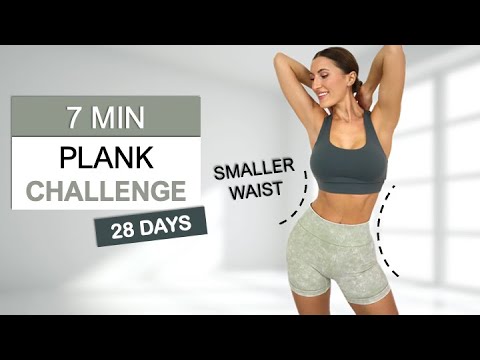 7 Min Plank Challenge | 28 Days - Smaller Waist, Strong Abs | No Jumping, No Equipment thumnail