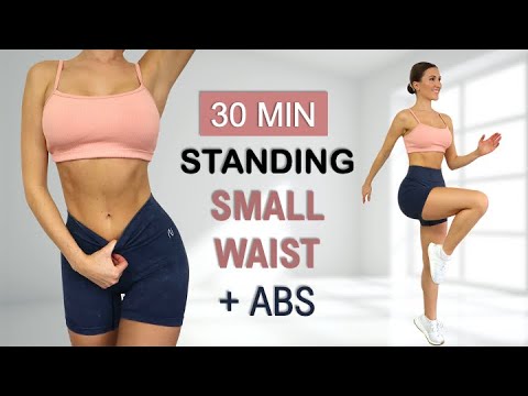 30 Min SMALL WAIST + ABS | All Standing - No Jumping, Calorie Burn, No Repeat, Warm Up + Cool Down thumnail