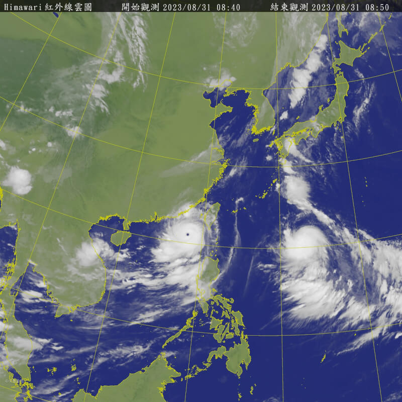 圖為31日上午8時40分衛星雲圖。（圖取自中央氣象局網頁cwb.gov.tw）