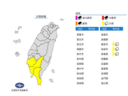 西南風影響 台南高雄屏東防大雨